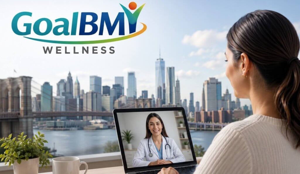 Tirzepatide weight loss telehealth consultation in the Bronx with GoalBMI Wellness featuring GLP-1/GIP treatment, insurance verification, and self-pay options.