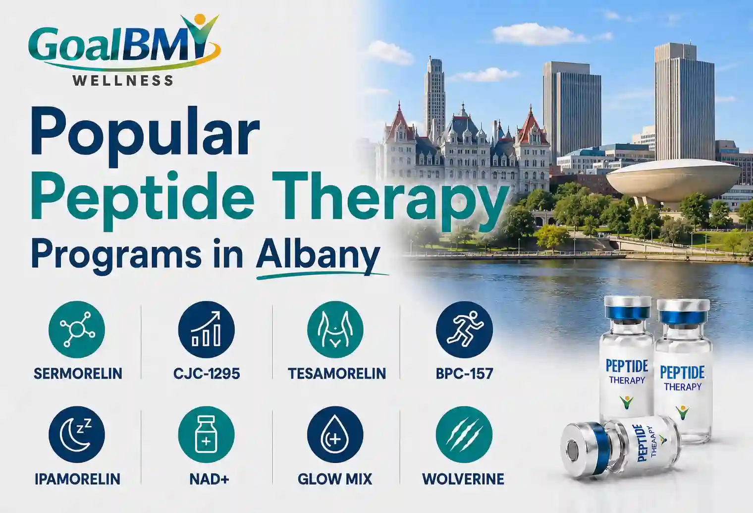 Licensed New York provider reviewing a personalized peptide therapy wellness plan with a Albany, NY telehealth patient at GoalBMI Wellness