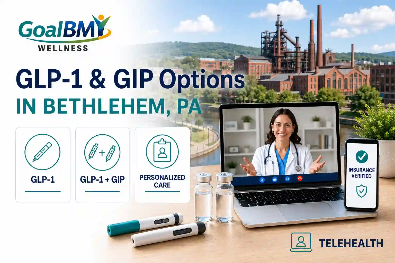 GoalBMI Wellness GLP-1 and GIP weight loss options in Bethlehem PA with insurance coverage and telehealth care