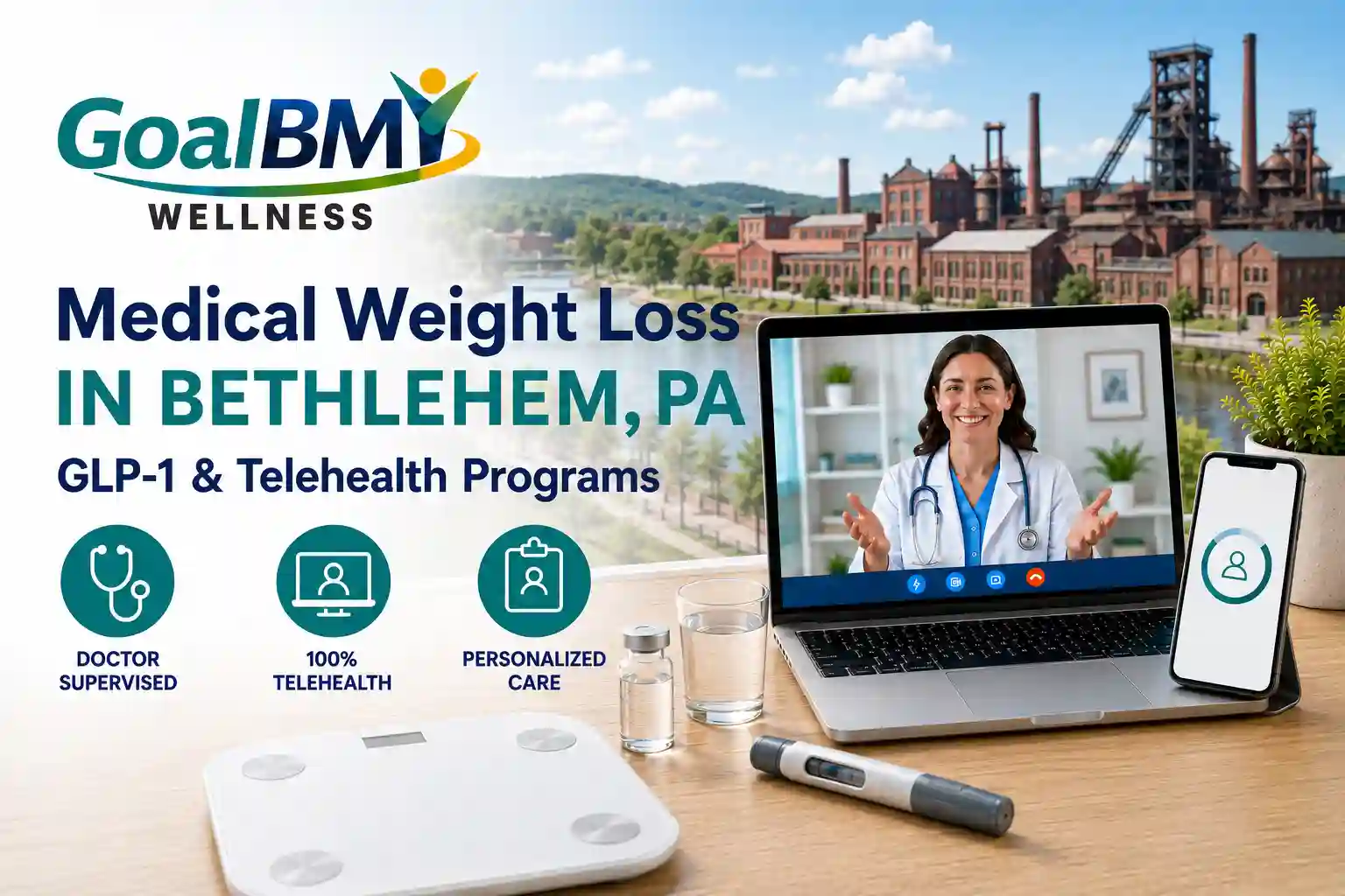 GoalBMI Wellness telehealth medical weight loss consultation in Bethlehem, Pennsylvania from home