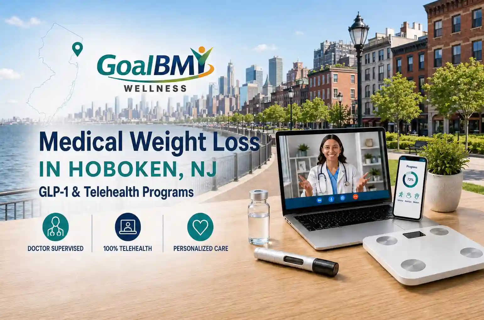 GoalBMI Wellness telehealth medical weight loss consultation in Hoboken, New Jersey from home