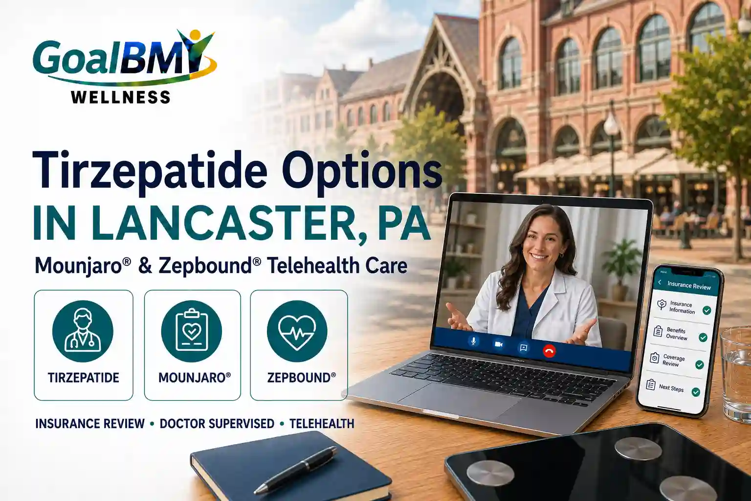 Tirzepatide Mounjaro and Zepbound weight loss options in Lancaster PA GoalBMI Wellness telehealth