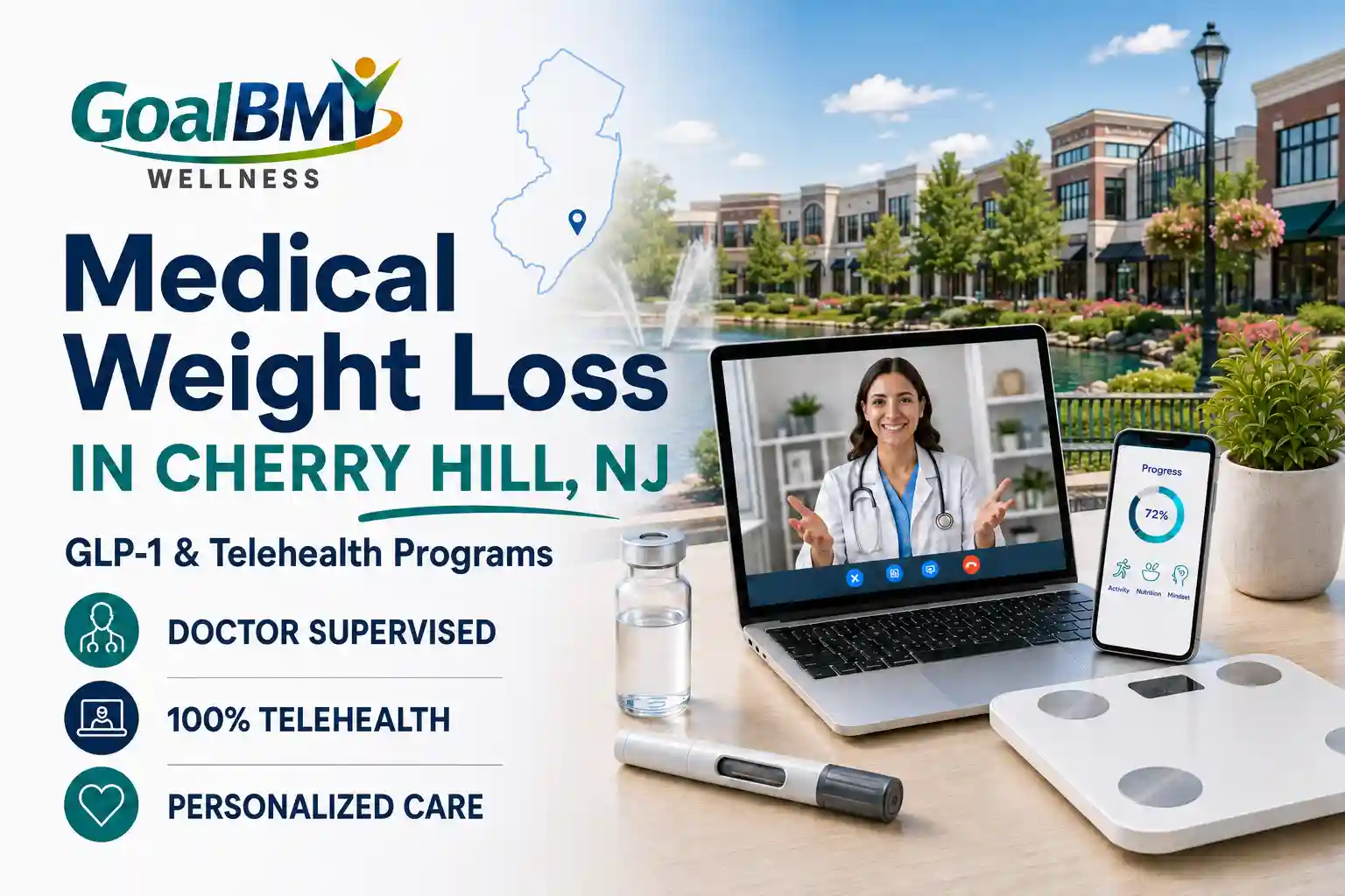 GoalBMI Wellness telehealth medical weight loss consultation in Cherry Hill, New Jersey from home
