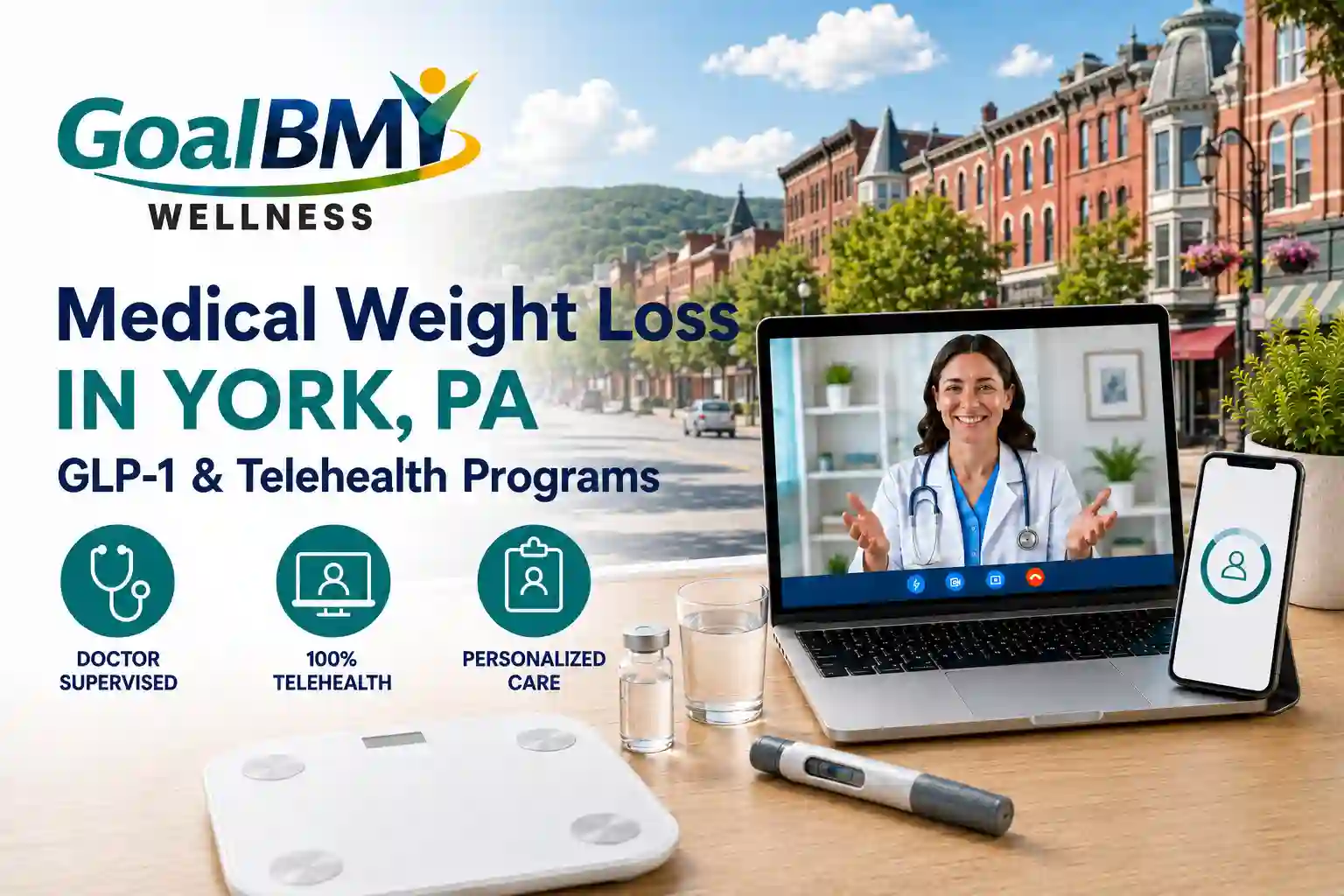 GoalBMI Wellness telehealth medical weight loss consultation in York, Pennsylvania from home
