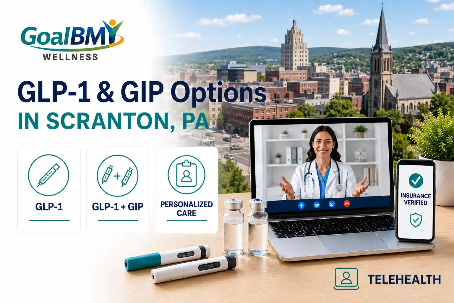 GoalBMI Wellness GLP-1 and GIP weight loss options in Scranton PA with insurance coverage and telehealth care