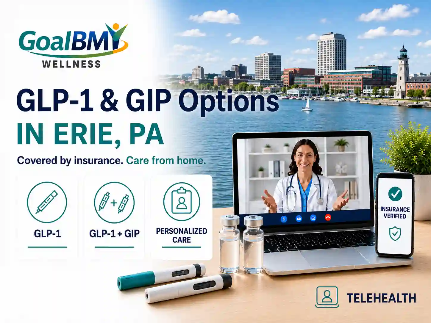 GoalBMI Wellness GLP-1 and GIP weight loss options in Erie PA with insurance coverage and telehealth care