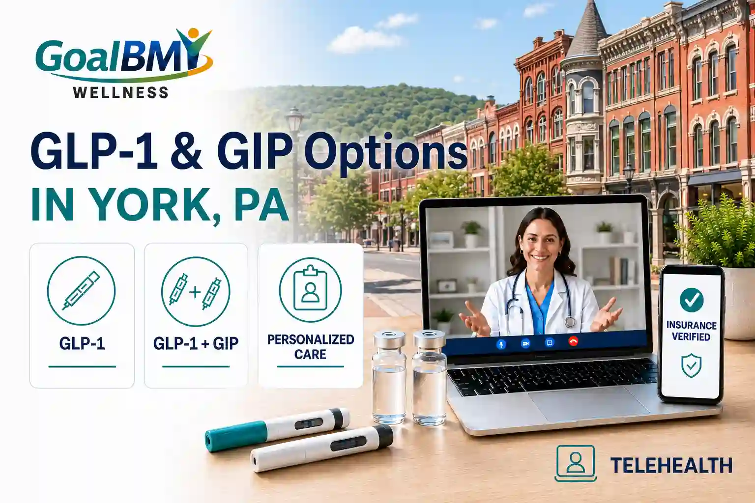 GoalBMI Wellness GLP-1 and GIP weight loss options in York PA with insurance coverage and telehealth care