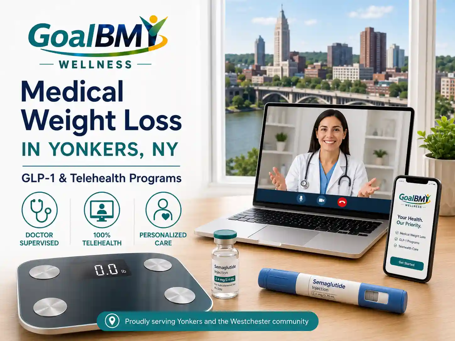 GoalBMI Wellness telehealth medical weight loss consultation in Yonkers, New York from home