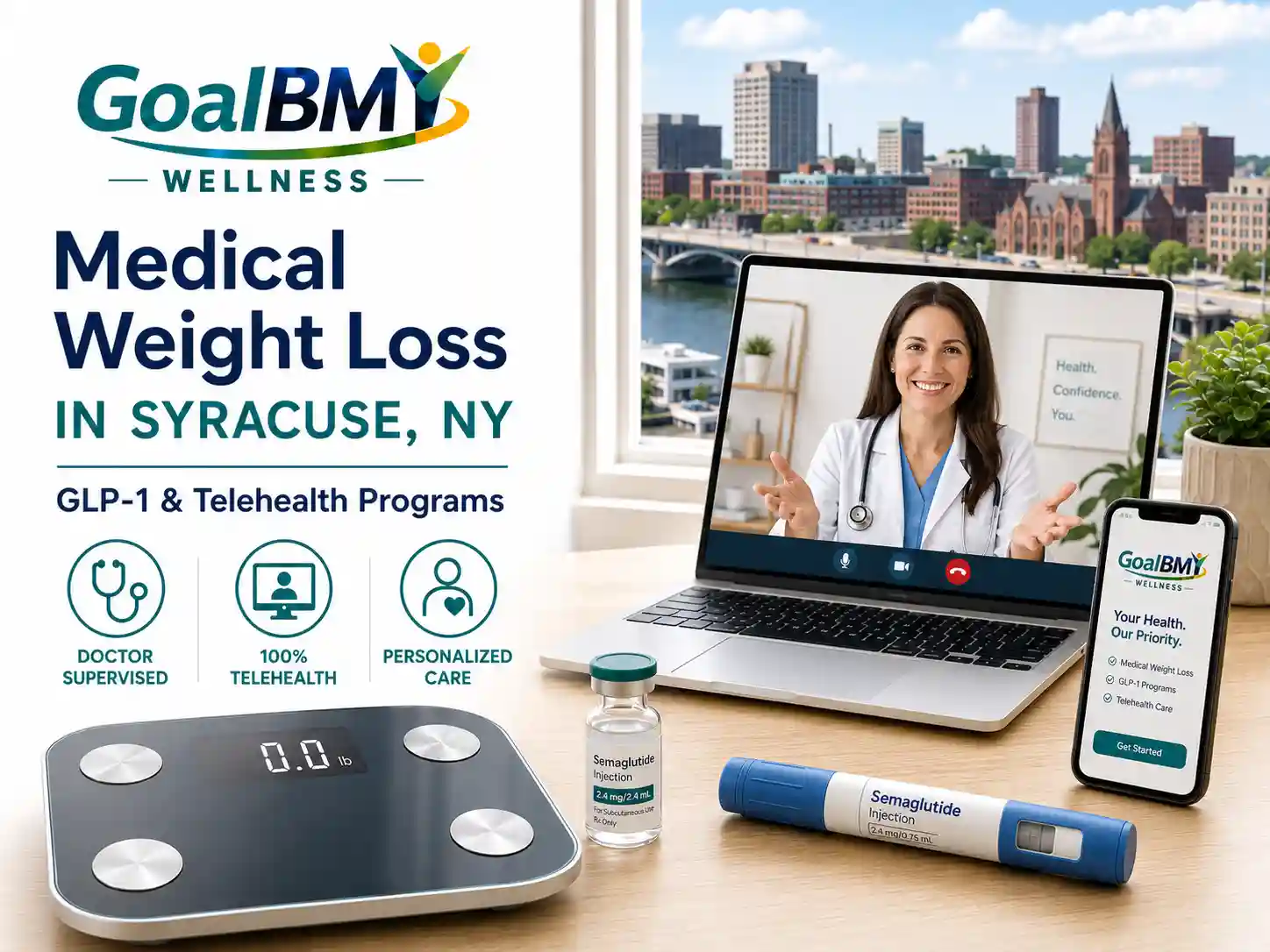 GoalBMI Wellness telehealth medical weight loss consultation in Syracuse, New York from home
