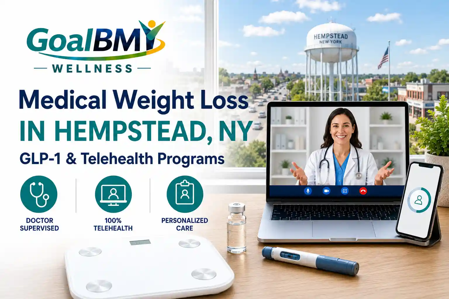 GoalBMI Wellness telehealth medical weight loss consultation in Hempstead, New York from home