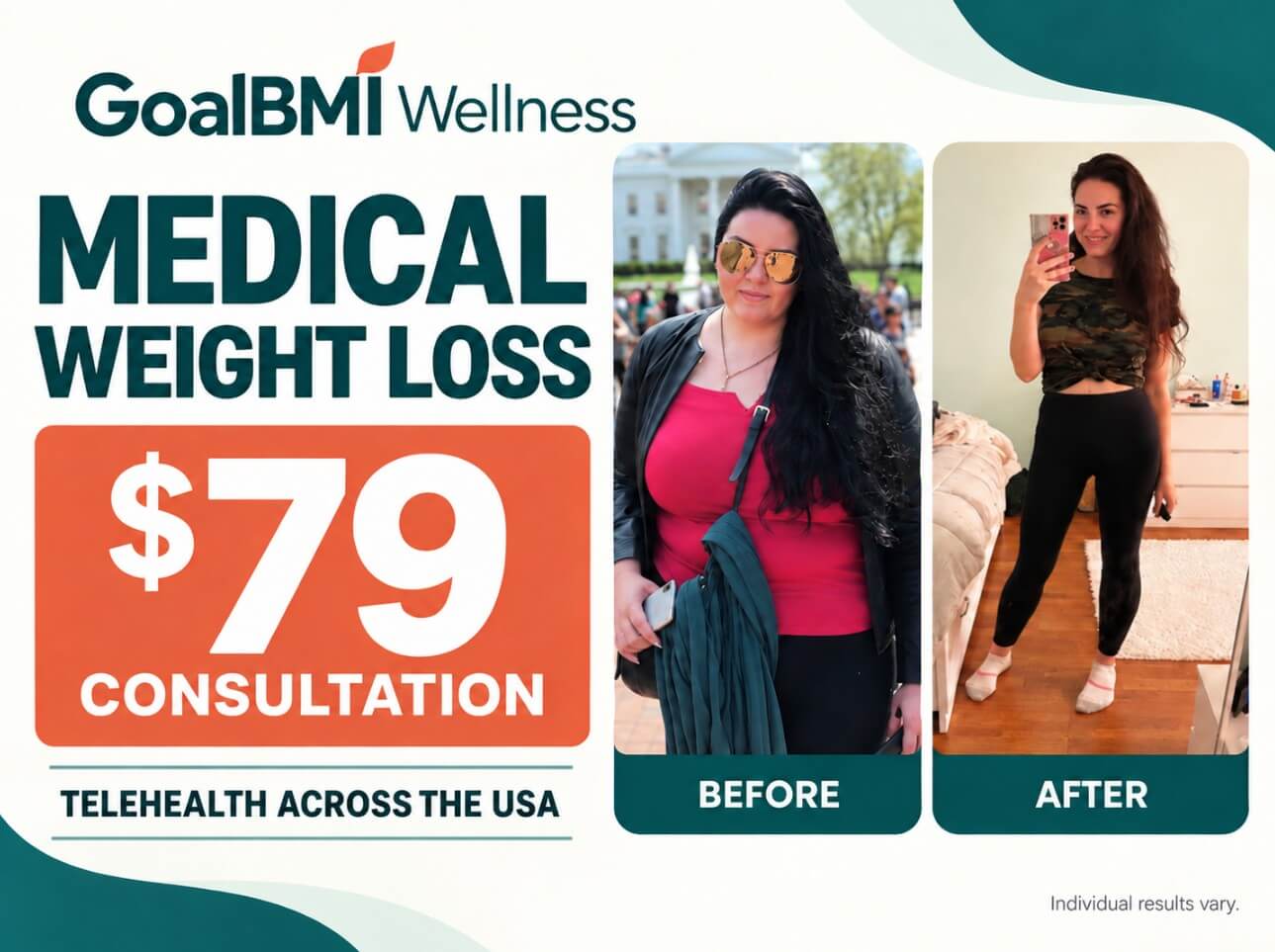 $79 Medical Weight Loss Consultation and Patient Results — GoalBMI Wellness GoalBMI Wellness $79 medical weight loss consultation with before-and-after patient results